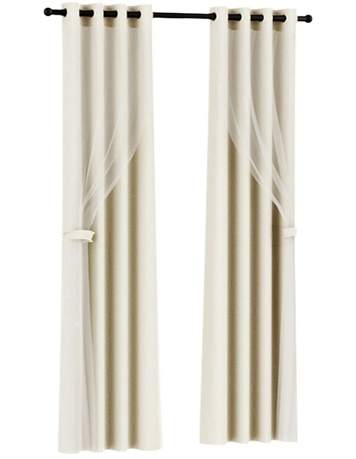 2 Panels Blockout Sheer Curtains 132x274cm in Beige