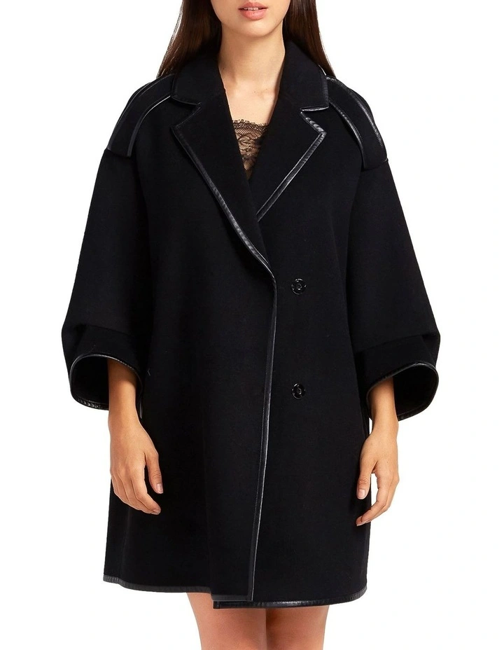 Incomplete Kiss Trimmed Coat in Black