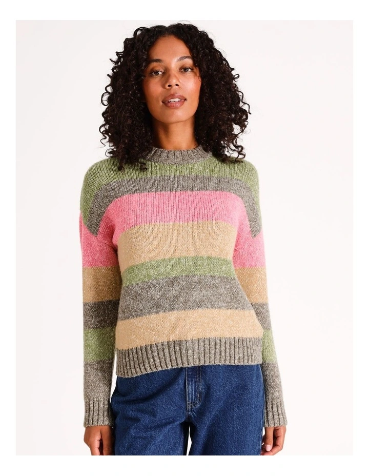 Recycled Blend Chunky Stand Neck Colourblock Jumper in Assorted