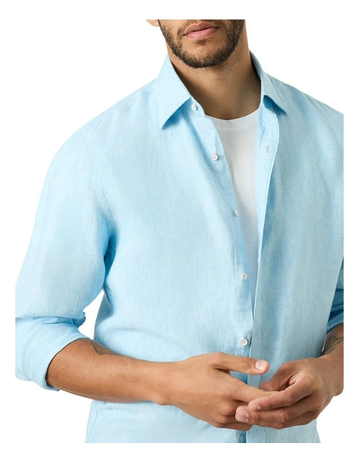 Bradfield Linen Shirt in Turquoise