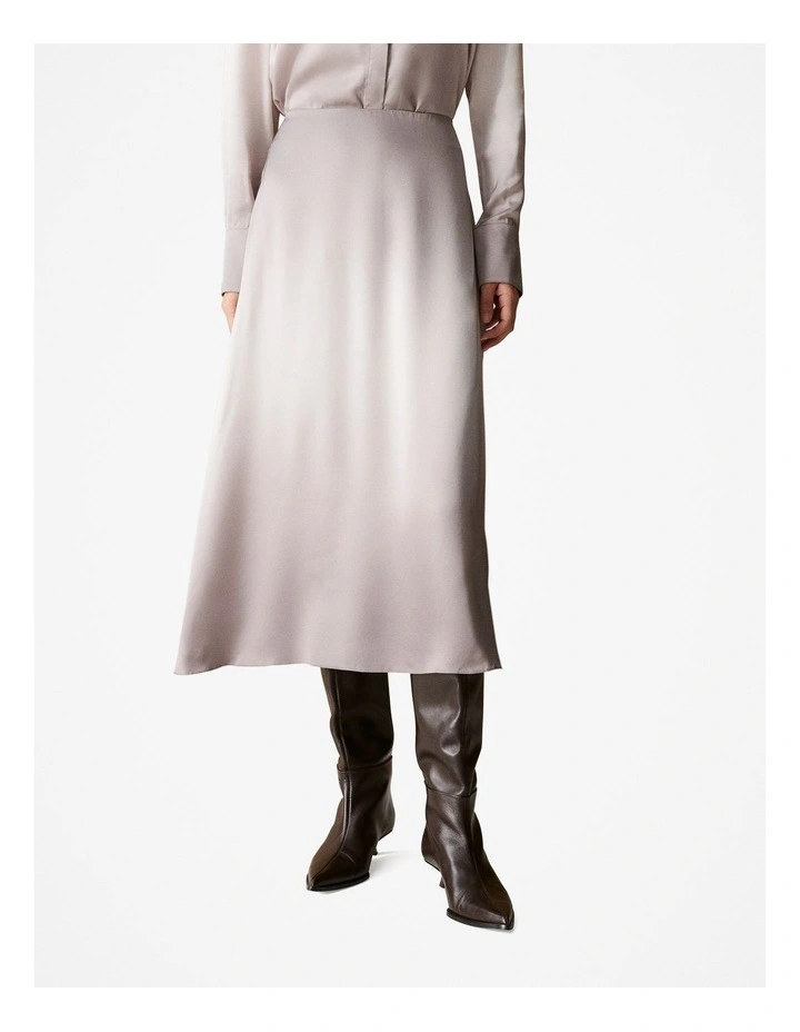 Draped Ombre Print Bias Skirt in Atmosphere