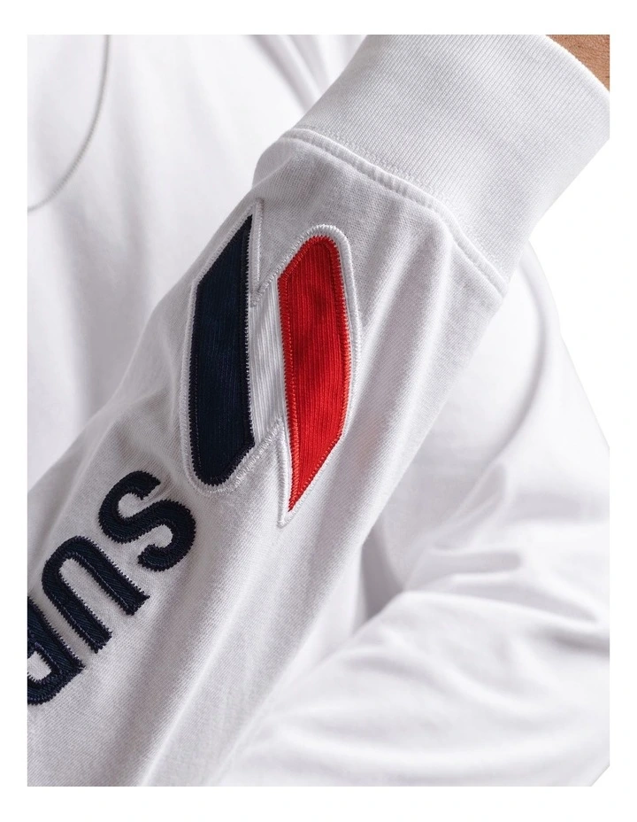 Code Stacked Logo Applique Long Sleeve Top in White