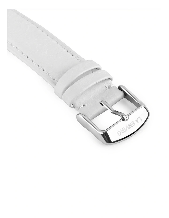 Pineapple Leather 20mm White/Silver Strap