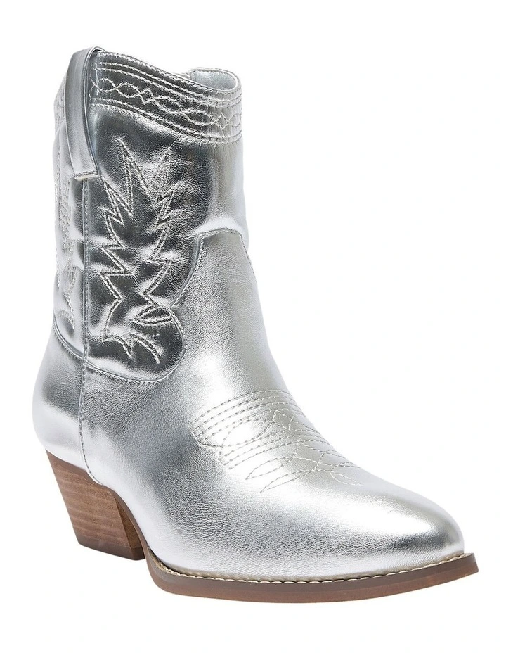 Texas Western Boots in Silver Metallic