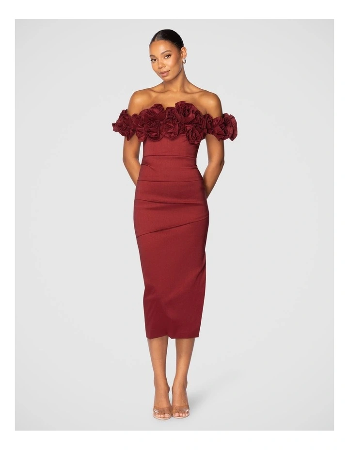 Georgia Rose Midi Dress in Burgundy