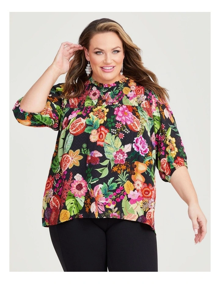 Natural Dark Nature Top in Print
