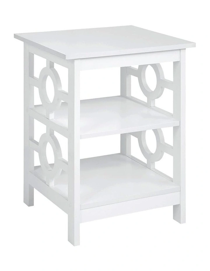 Omega 2 Shelf End Table in White