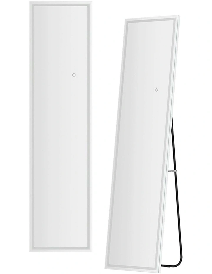 Full-length Floor Wall Mirrors LED Light in Silver