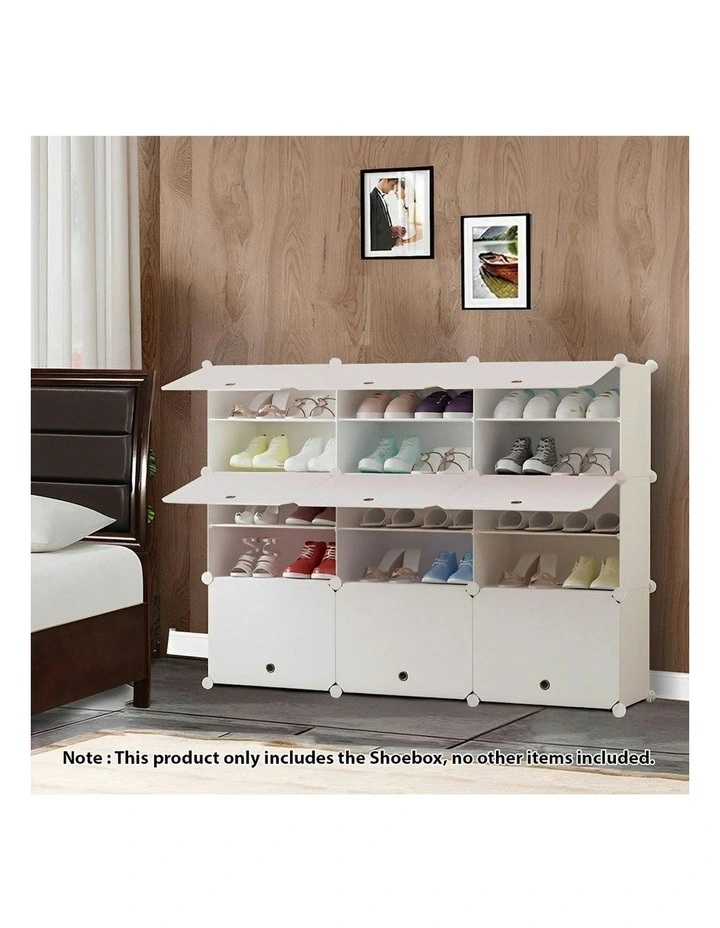 5 Tier 3 Column Shoe Rack Organizer in White