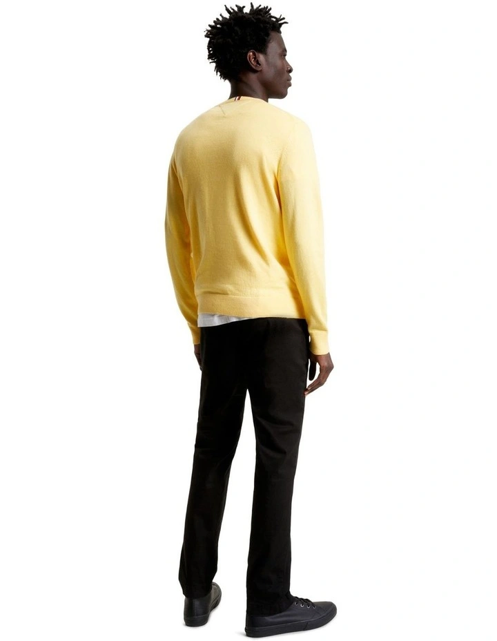 Pima Organic Cotton Cashmere Crew Neck Knit in Yellow