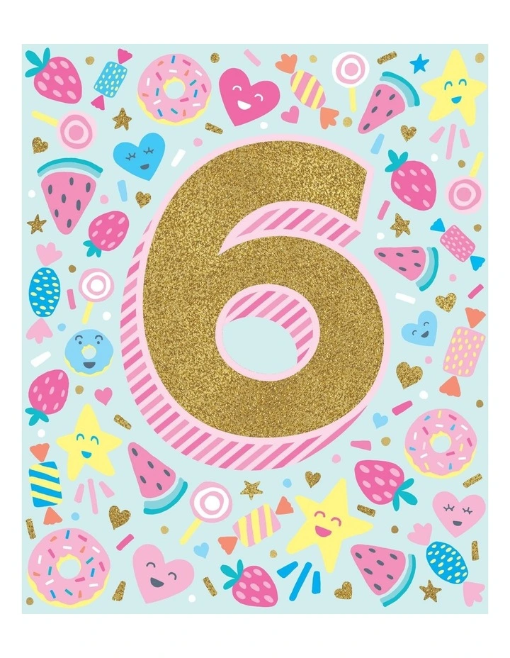 6th Birthday girl card lot of lollies