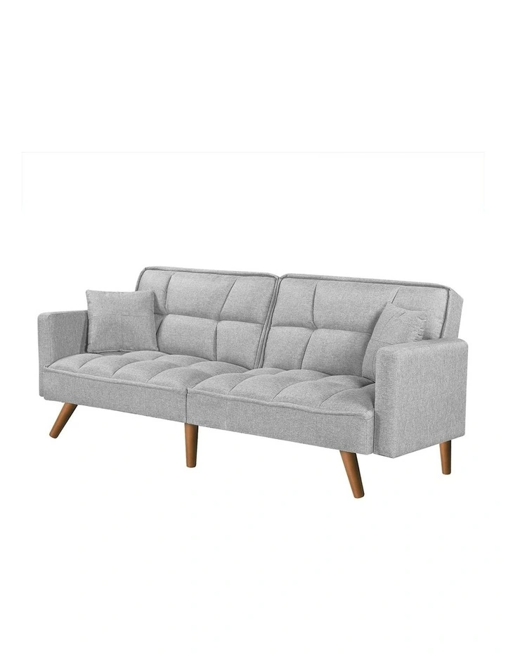 Futon Convertible Lounge Couch 3-Seater Recliner Sofa Bed in Grey