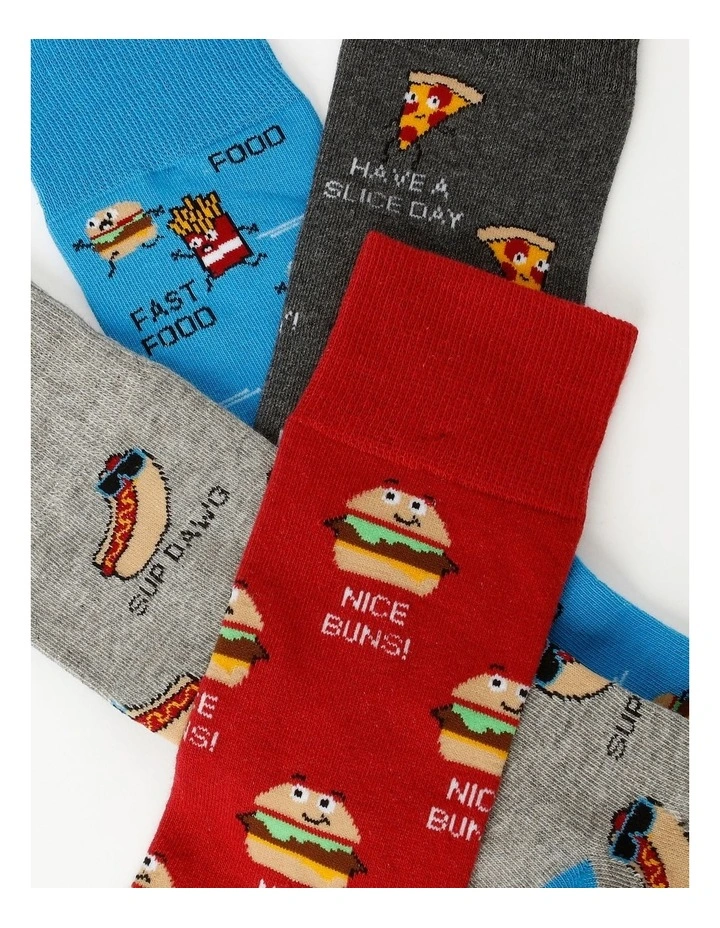 4 Pack Fast Food Socks in Assorted