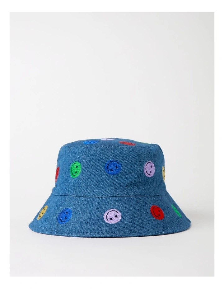 Smiley Faces Bucket Hat in Denim