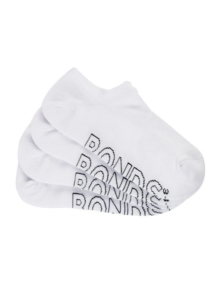 Aussie Cotton Logo Light No Show Socks 4 Pair in White
