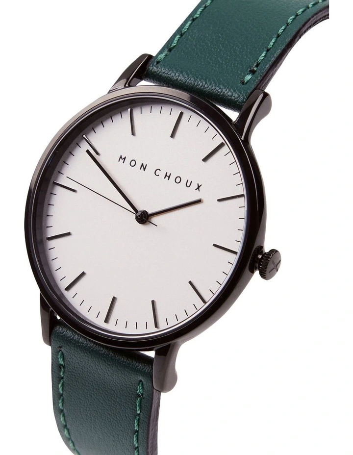 Classic Vine Grape Vegan Leather Watch 38mm in Noir