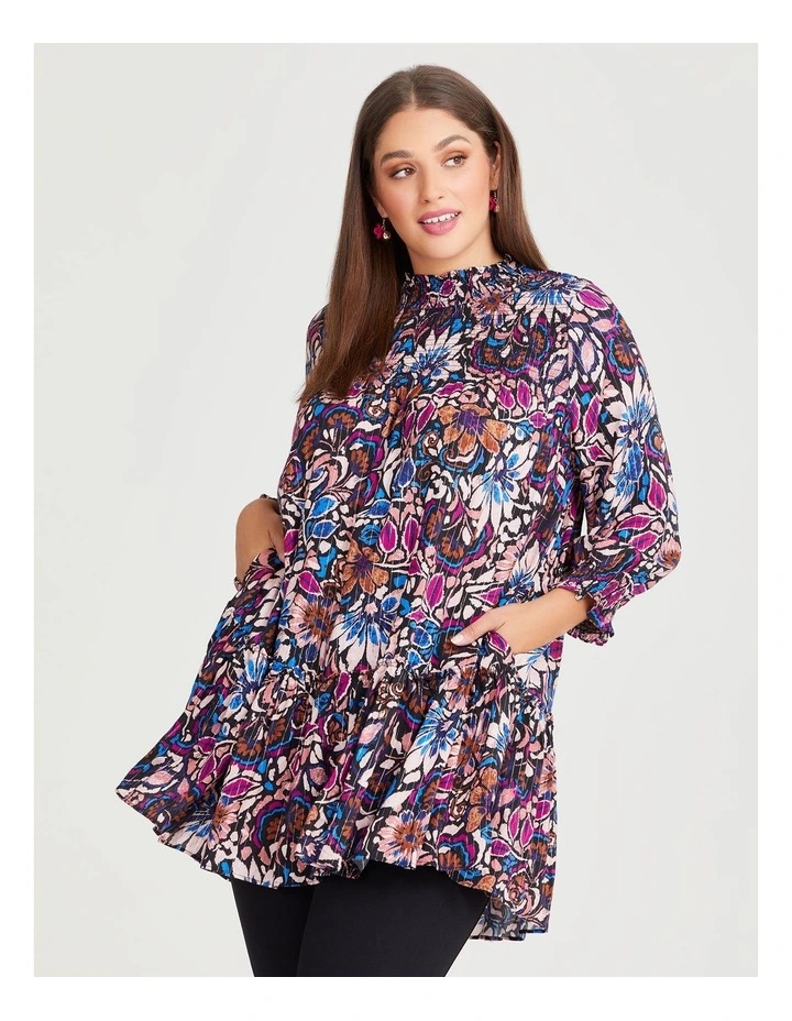 Natural Metallic Blair Tunic in Print