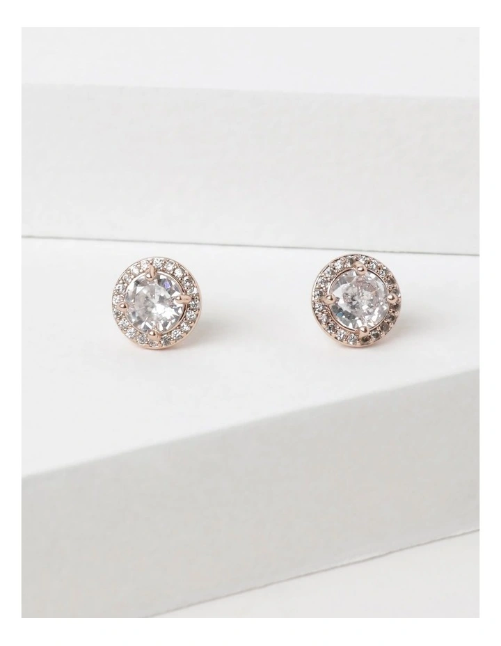 Diamante Dome Stud Earring in Rose Gold