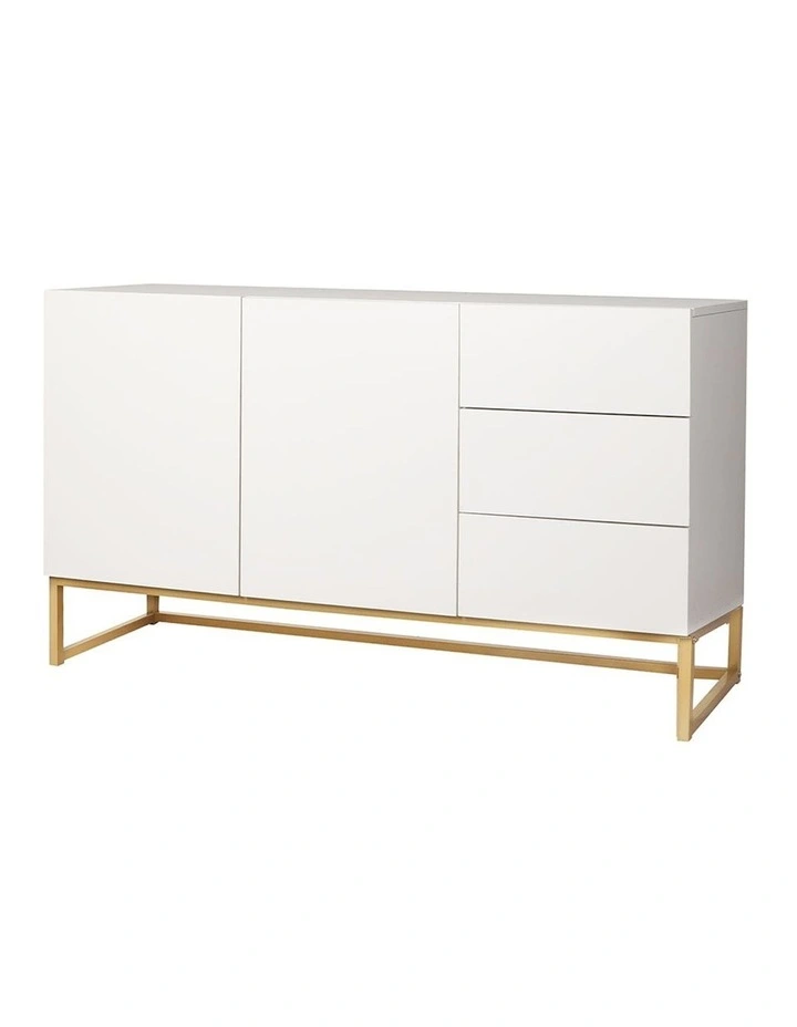 Automatic Spring Drawers Sideboard Buffet Cabinet in White