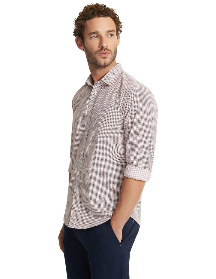 Kenton Printed Cotton Shirt in Red