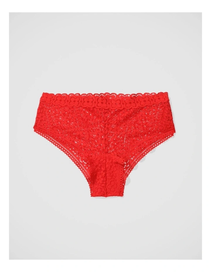 Superchill Cozy Lace Cheeky Underwear in Holiday Red