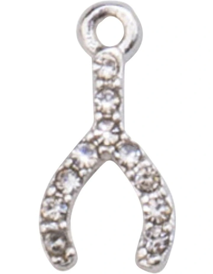 Isadora Aurelia Crystal Wishbone Charm in Silver