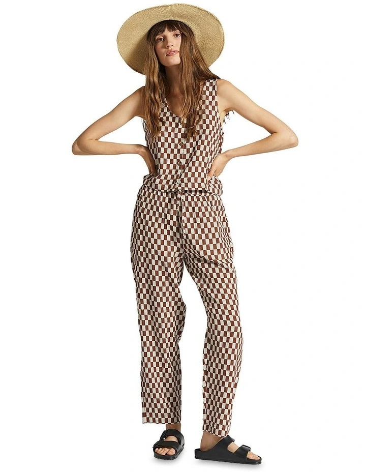 Mykonos Small Check Pant in Sepia