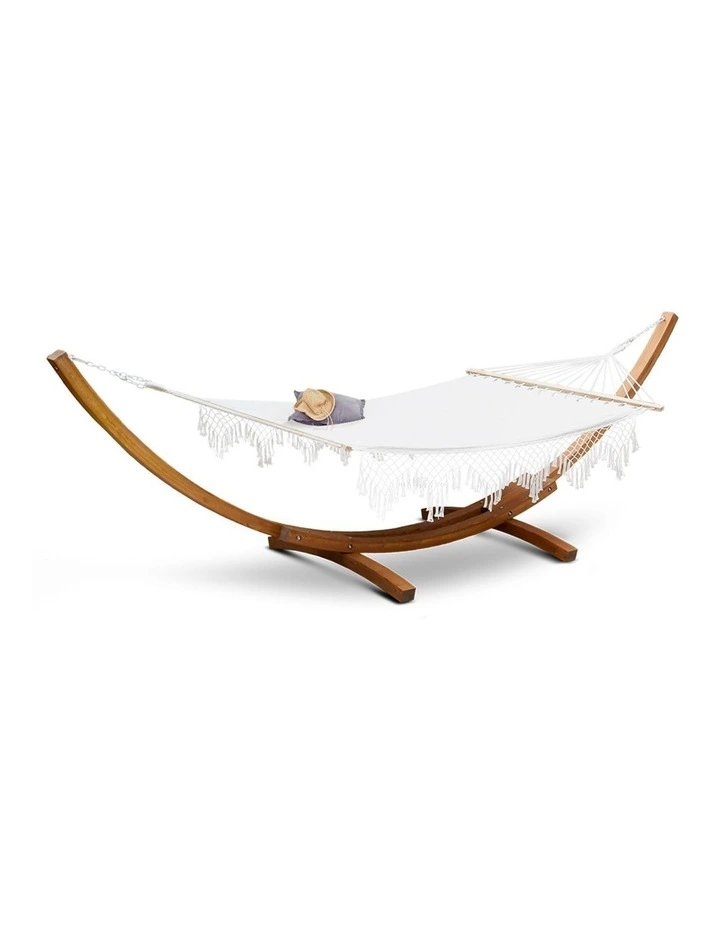 Double Tassel Hammock With Wooden Hammock Stand