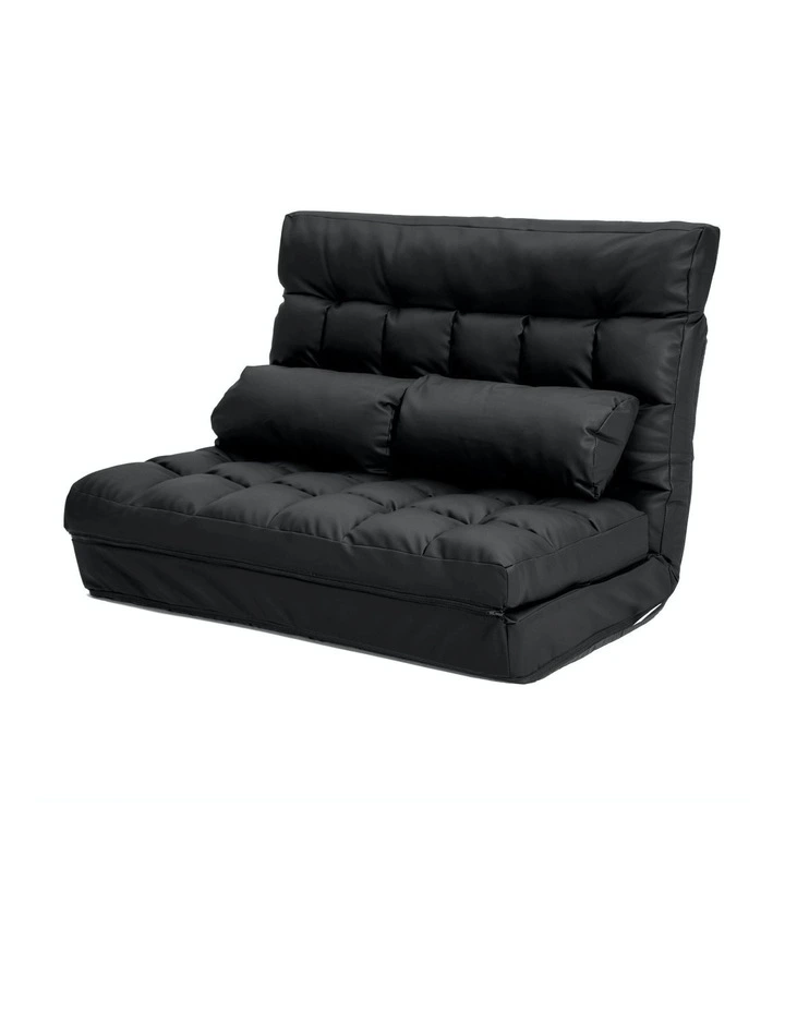 Double Seat Couch Bed Folding Sofa Chair in Black