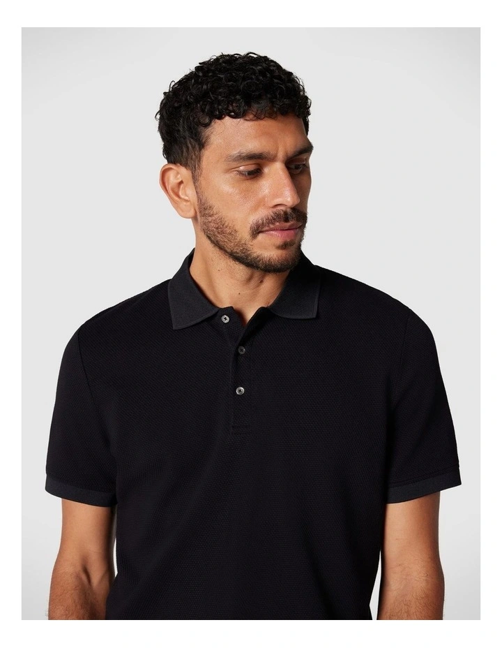 Jacquard Texture Polo Shirt in Black