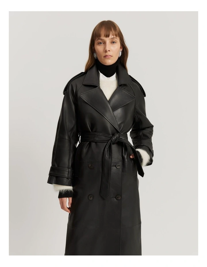 Leather Trench in Black