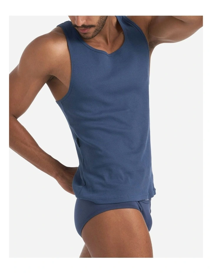 Cotton Rib Tank in Navy