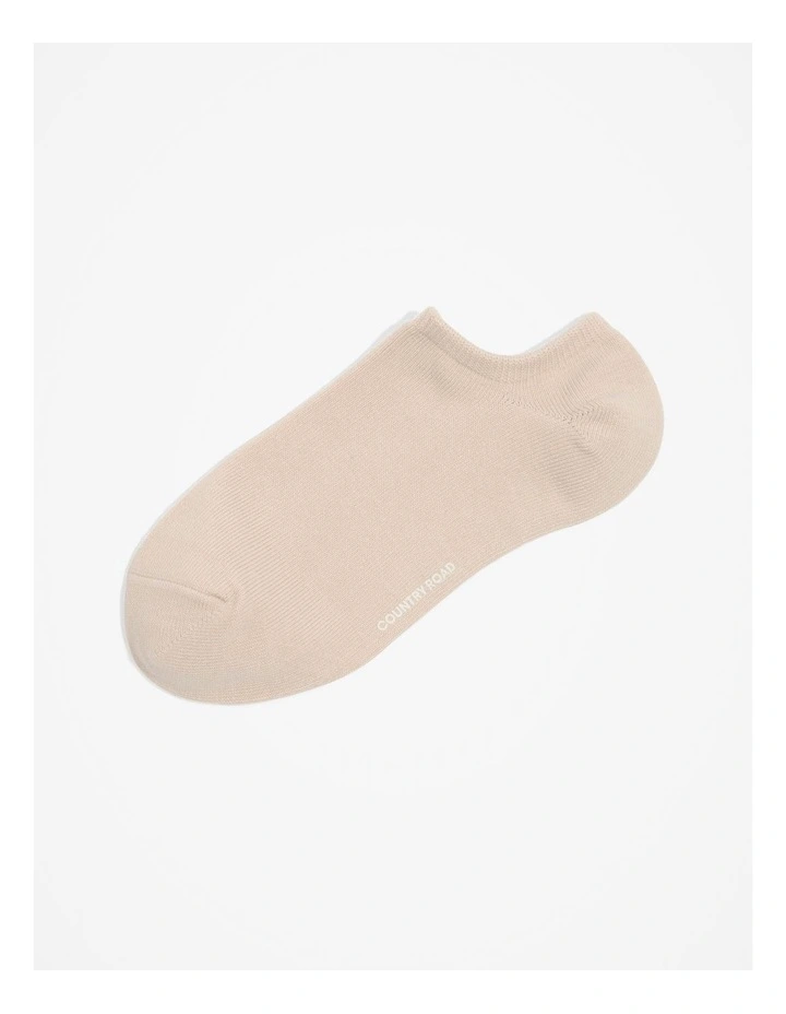 Australian Cotton Blend Sneaker Sock in Oat Milk