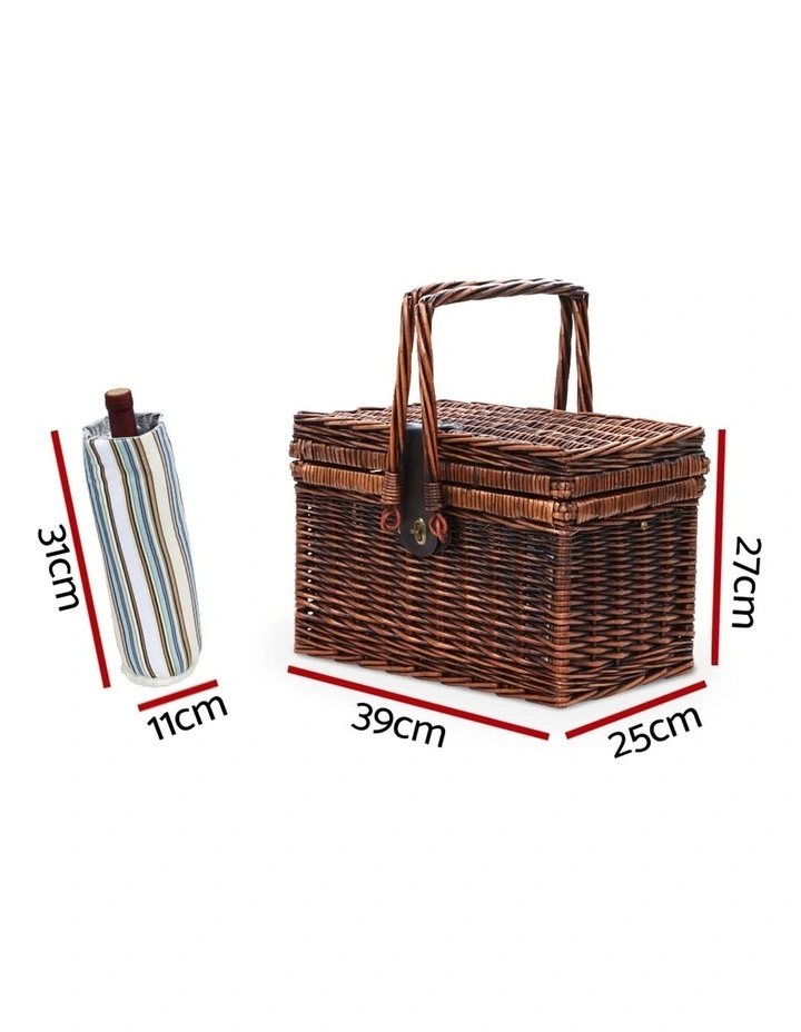 Deluxe 4 Person Picnic Basket Set Folding Outdoor Insulated Liquor bag