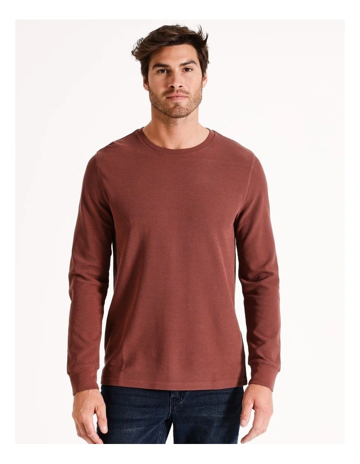 Demarchi Long Sleeve Waffle Crew Tee in Mocha