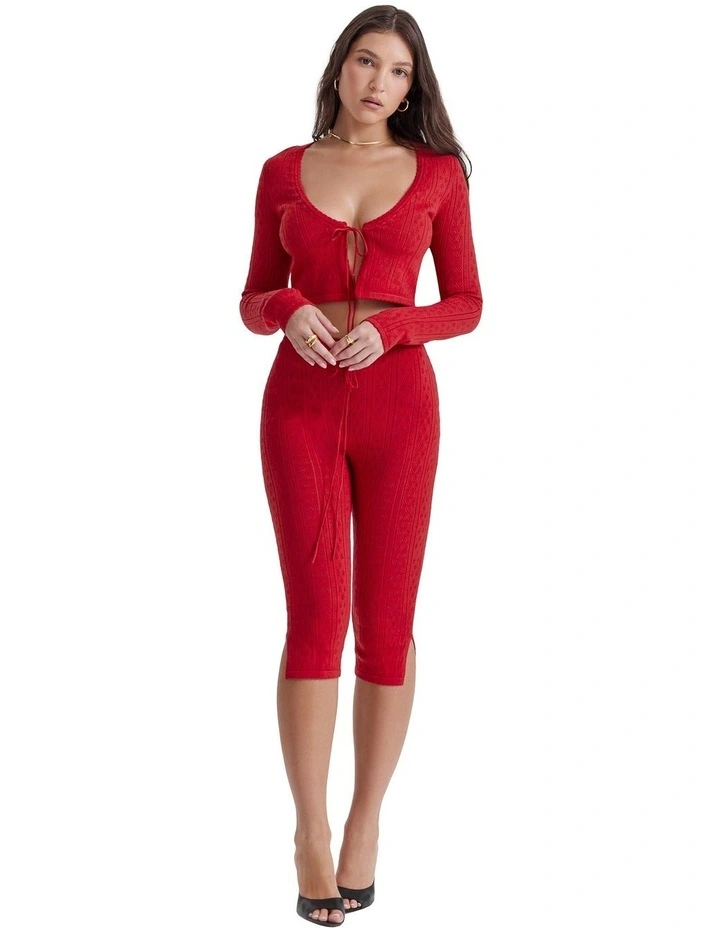 Perla Ribbed Knit Top in Cherry