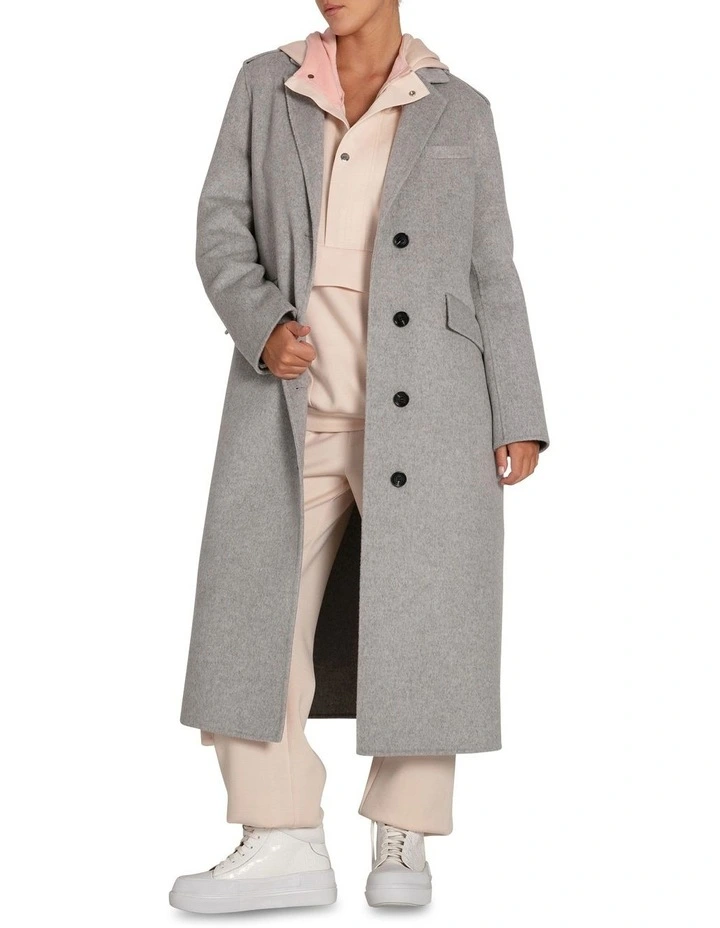 Tainted Love Longline Coat in Grey Marle