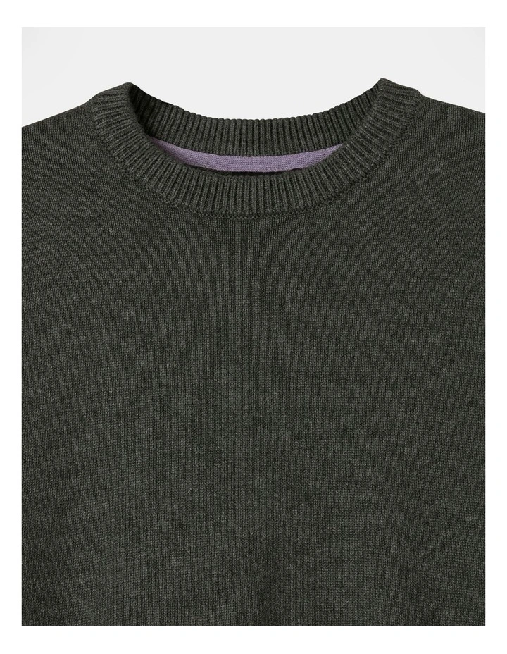 Knitted Crew Neck Jumper in Charcoal