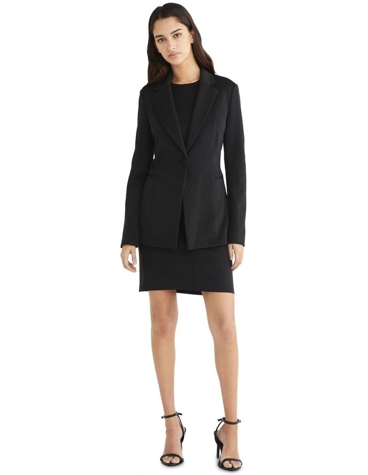 Technical Knit Long Blazer in Black