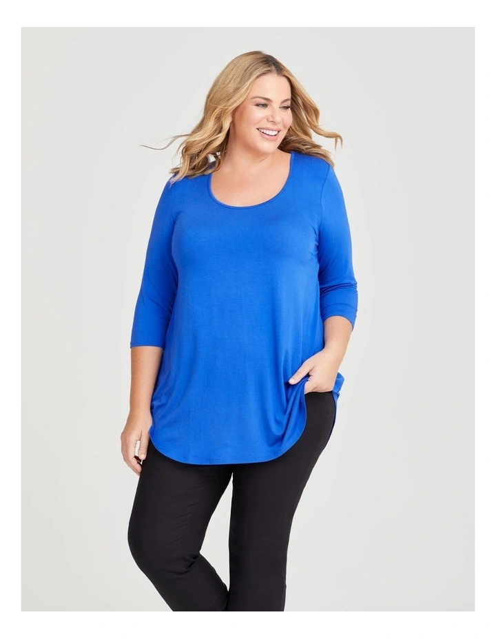 Bamboo Base 3/4 Sleeve Top in Coastal Blue