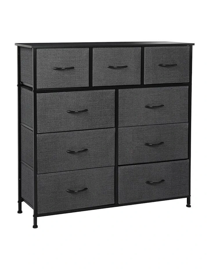 Chest of 9 Drawers Storage Cabinet in Grey