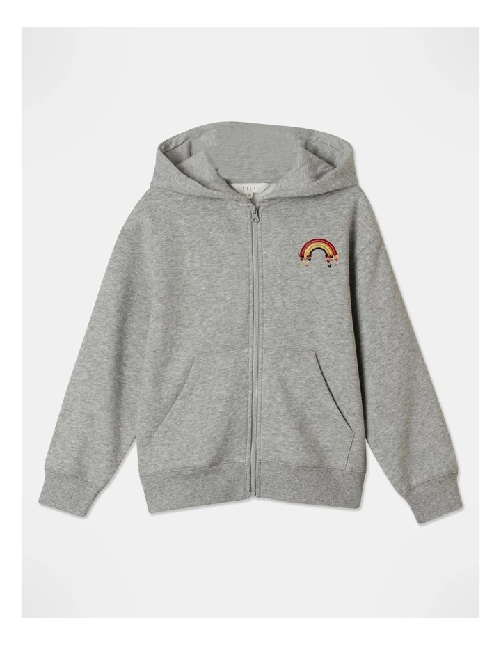 Fleece Zip Thru Sweat Top in Rainbow
