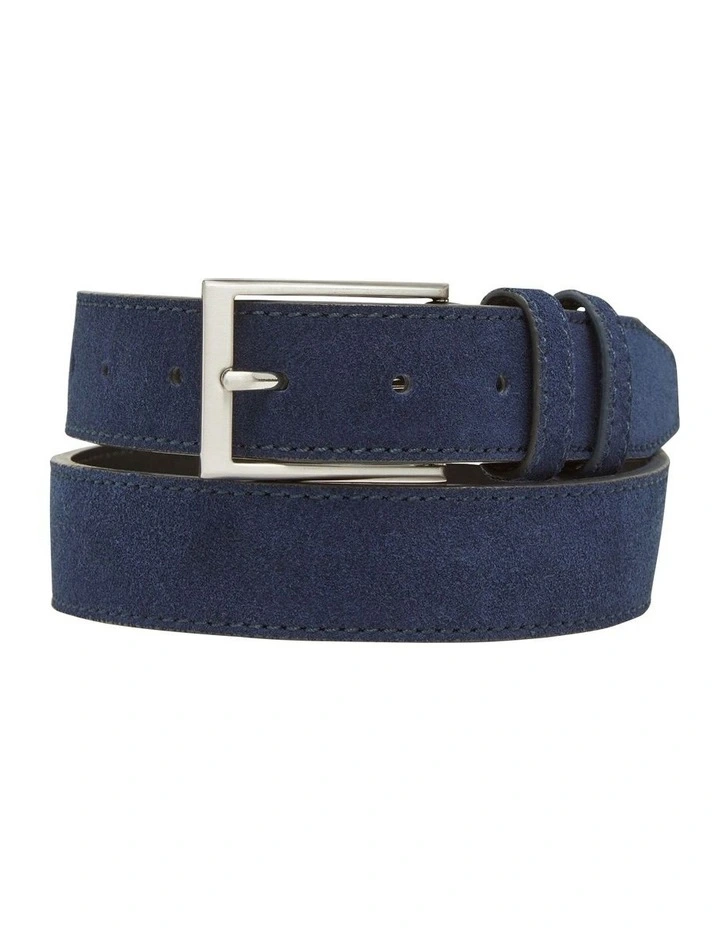 Luther Suede Leather Belt in Navy