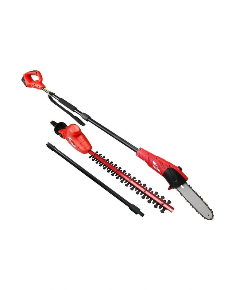20V Lithium Battery Pole Chainsaw Hedge Trimmer in Red