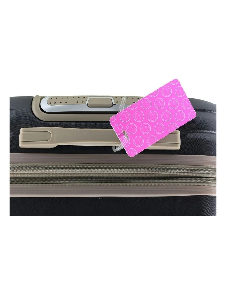 Travel Stamps Luggage Tag in Pink