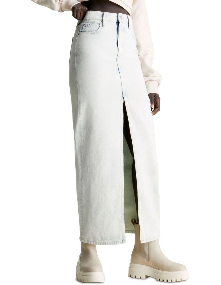 Front Split Maxi Denim Skirt