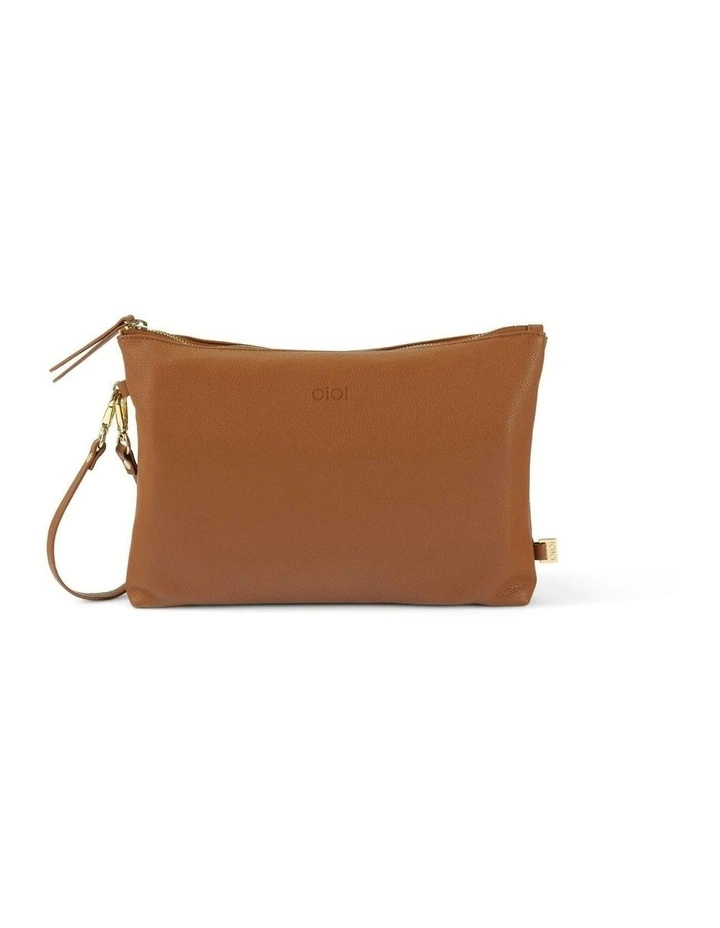 Vegan Leather Nappy Changing Pouch in Chestnut Brown