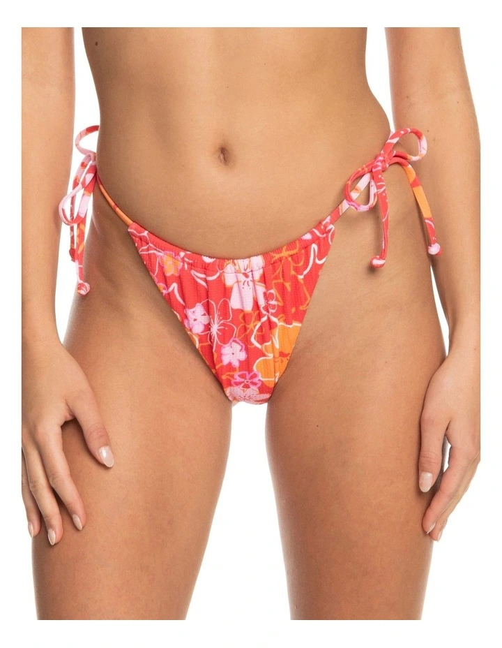 Meadow Flowers Cheeky Tie Side Bikini Bottom in Red