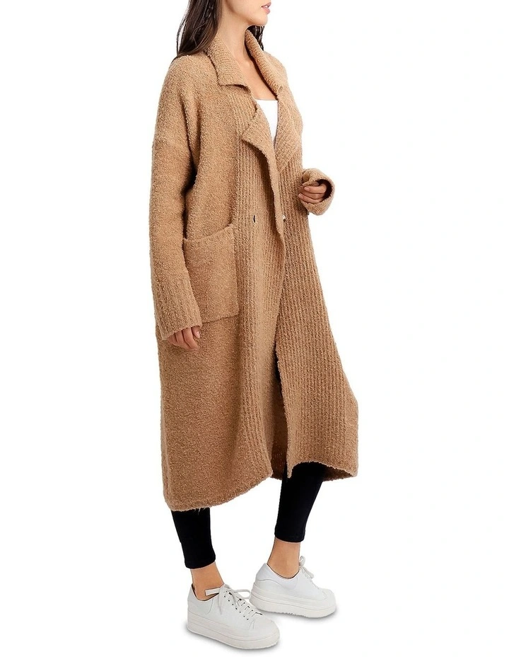 Born To Run Sustainable Sweater Coat in Camel