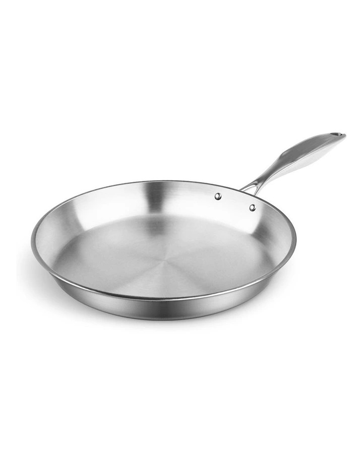 Stainless Steel Induction Cooking Fry Pan 32cm in Silver